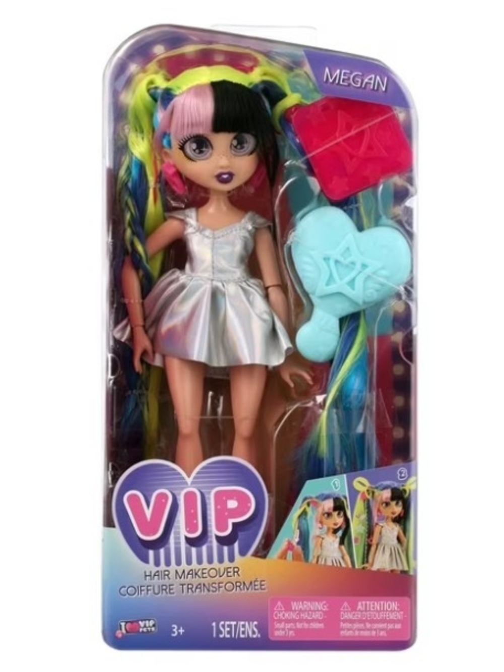 VIP Megan Rainbow Hair Styling Doll - Silver Dress